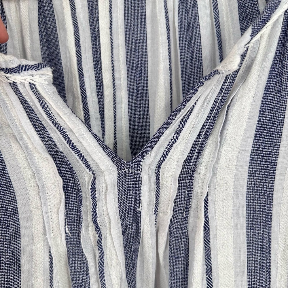 Dylan Tops Womens Small Notched Airy‎ Blue White Embroidered Trim Boho - Picture 7 of 10